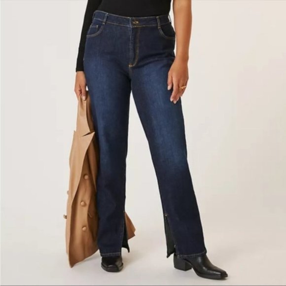 Anthropologie | Pilcro The Split Straight Jeans Denim Dark Stretch New 25 Waist - Picture 12 of 16